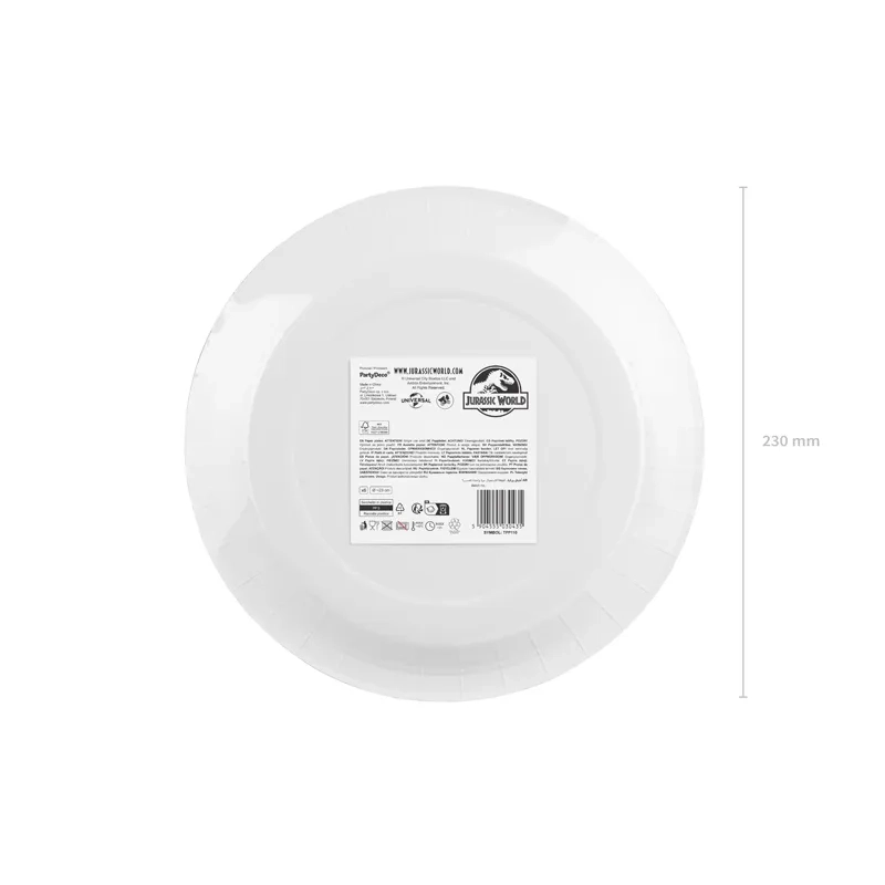 Jurassic World partytányérok, vegyes színek, 6 db