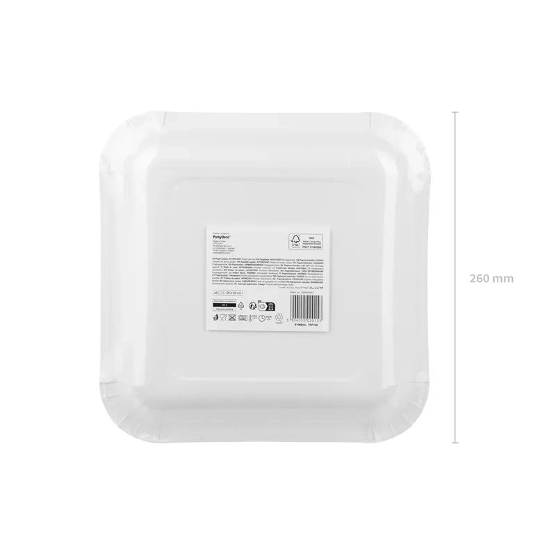 Papirnati party krožniki BBQ, kvadratni, 6 kos