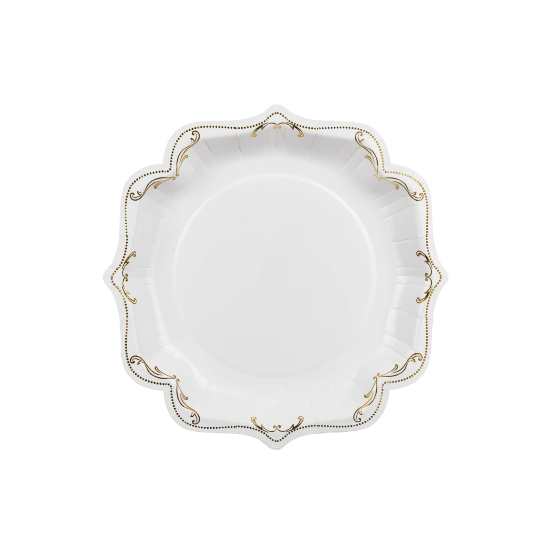 Papirnati party krožniki beli z zlatim ornamentom, 6 kos
