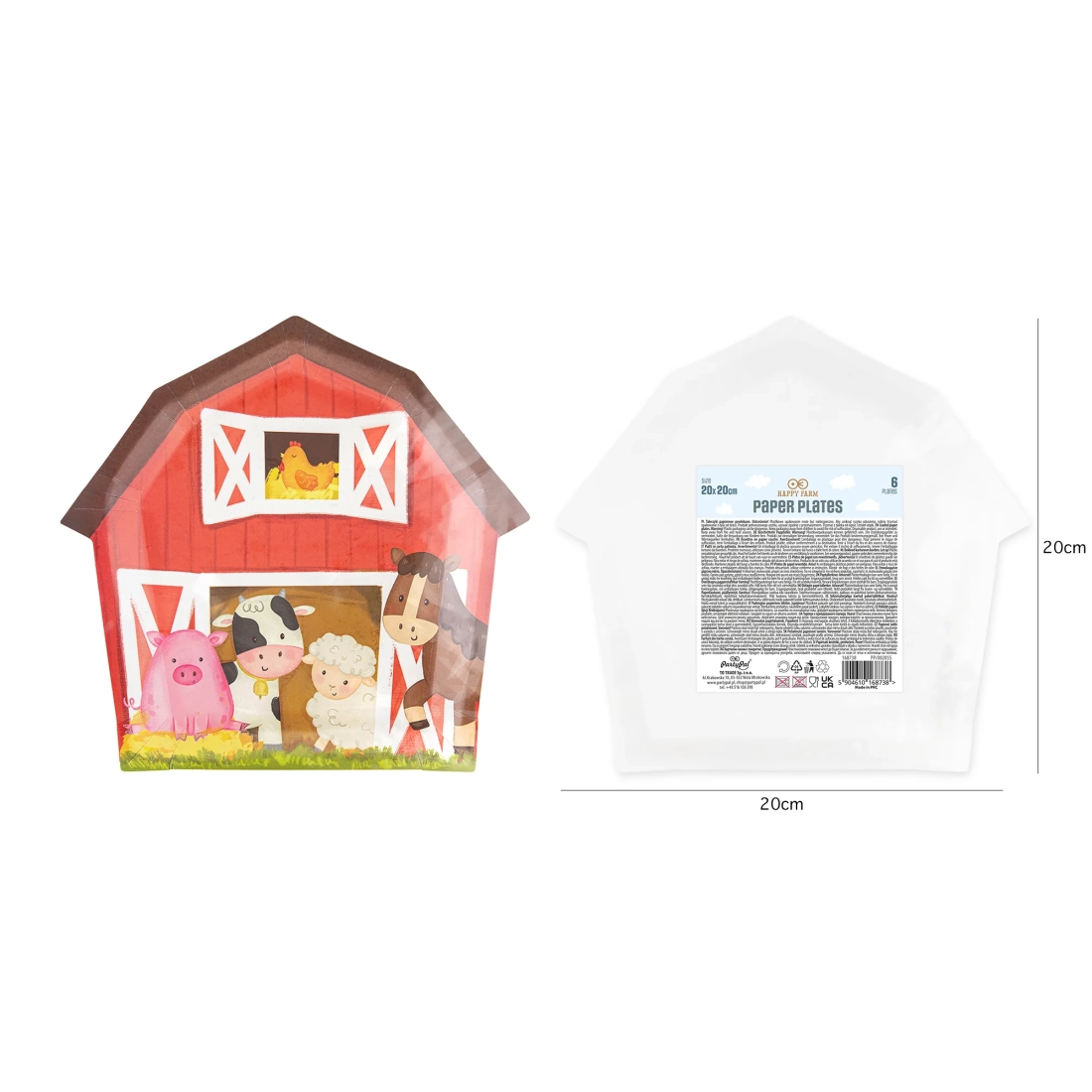 Papiernati party krožniki farma, 6 kos
