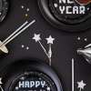 Happy New Year fekete-ezüst papírpartitányér, 6 db