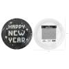 Happy New Year fekete-ezüst papírpartitányér, 6 db
