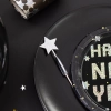 Happy New Year fekete-ezüst papírpartitányér, 6 db