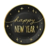 Happy New Year fekete‑arany papírpartitányér 6 db