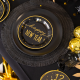 Party tanieriky papierové Happy New Year čierno zlaté 6 ks