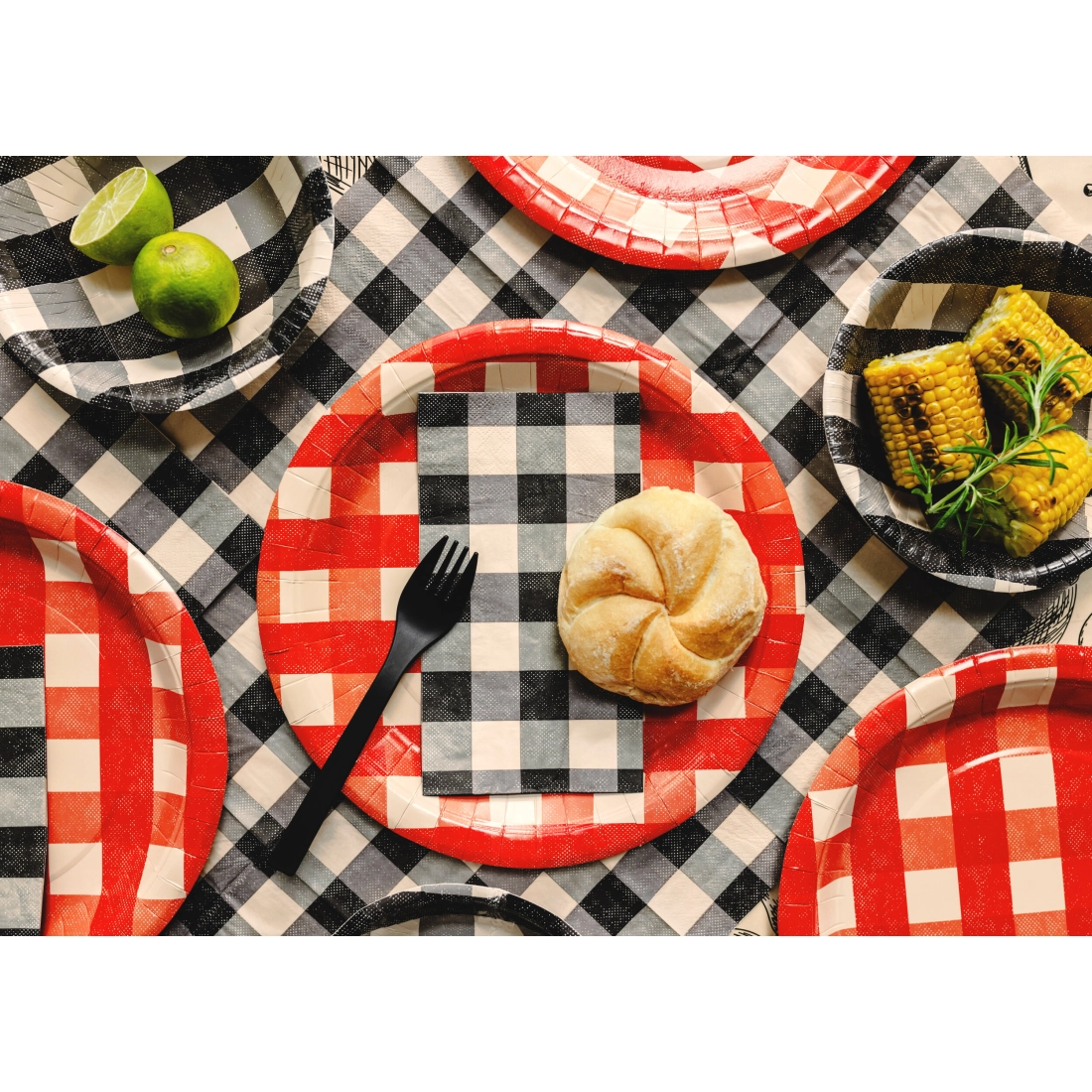 Papirnati party krožniki karo vzorec mix 27 cm, 6 kos