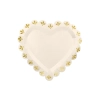 Papír party tányérok szív alakú krém-arany, 6 db