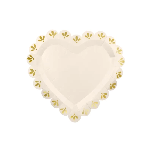 Papirnati party tanjurići srce u kremasto zlatnoj boji, 6 kom