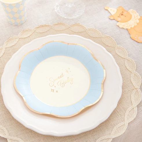 Papirnati krožniki Sweet Baby modri, 6 kos