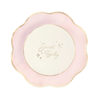 Papirnati party krožniki Sweet Baby roza, 6 kosov