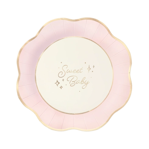 Papirnati party krožniki Sweet Baby roza, 6 kosov