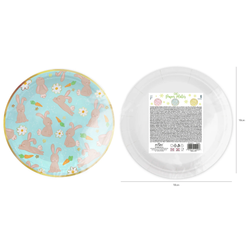 Party tanieriky papierové Veľká noc zajace 6 ks