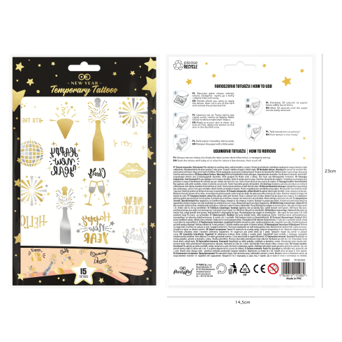 Party tetovania Happy New Year 15 ks