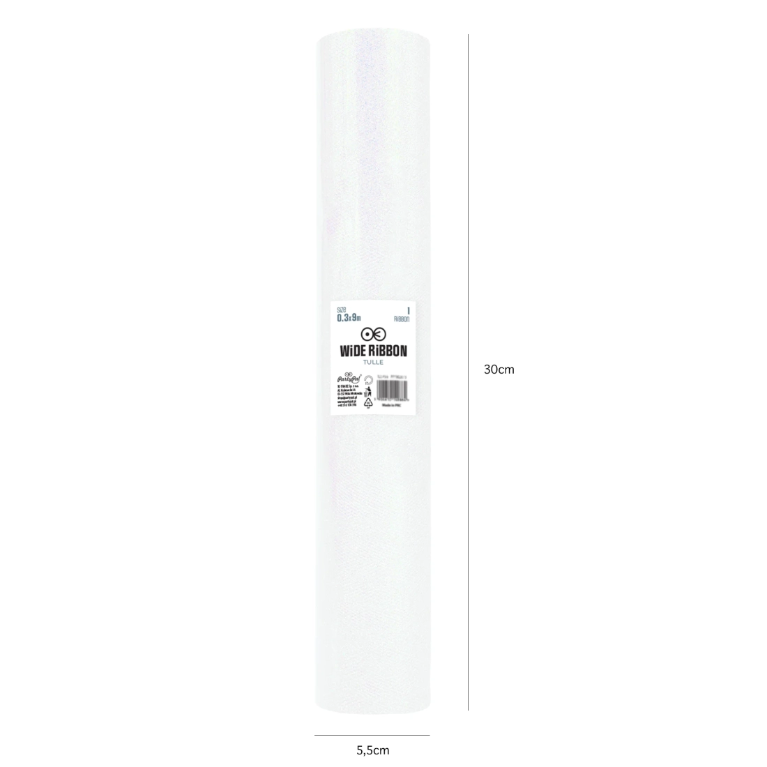 Csillogó fehér party tüll dekoráció 30x900 cm