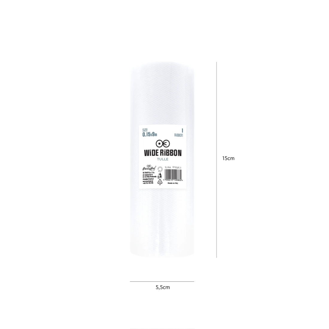 Party tüll dekoráció fehér 15x900 cm