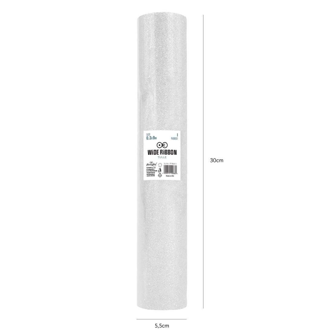 Party tüll dekoráció, csillogó ezüst, 30x900 cm