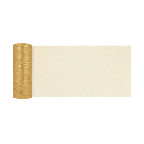 Party tylová stuha brokátová zlatá 15x900 cm dekorácia