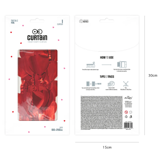 Party závesná dekorácia srdcia 100x200 cm červená