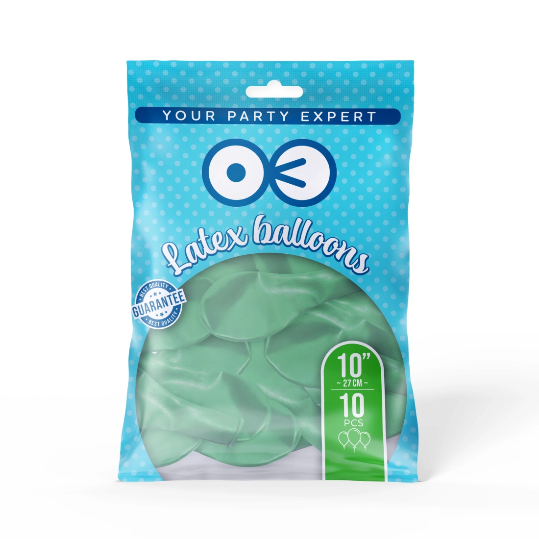 Pasztell menta lufik 25 cm, 10 darabos készlet