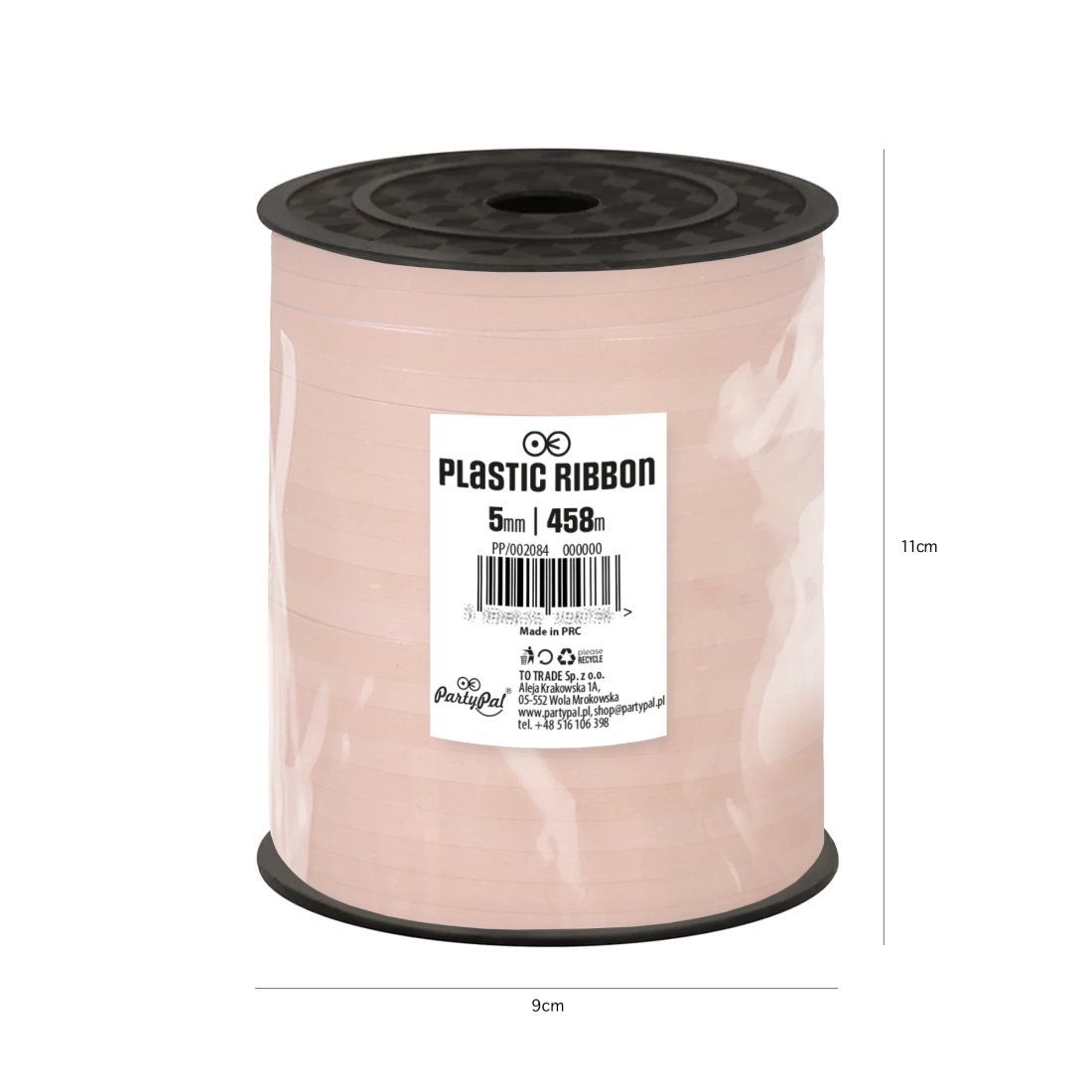 Plastová dekorační stuha pudrově růžová 458 m