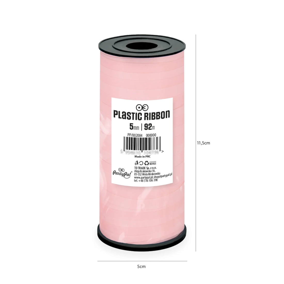 Plastová dekorační stuha růžová pastelová 92 m