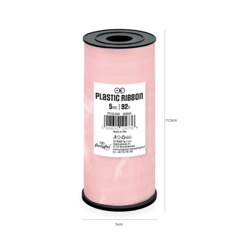Plastová dekorační stuha růžová pastelová 92 m