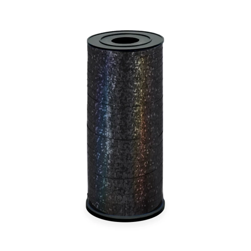 Fekete holografikus műanyag lufiszalag, 92 m