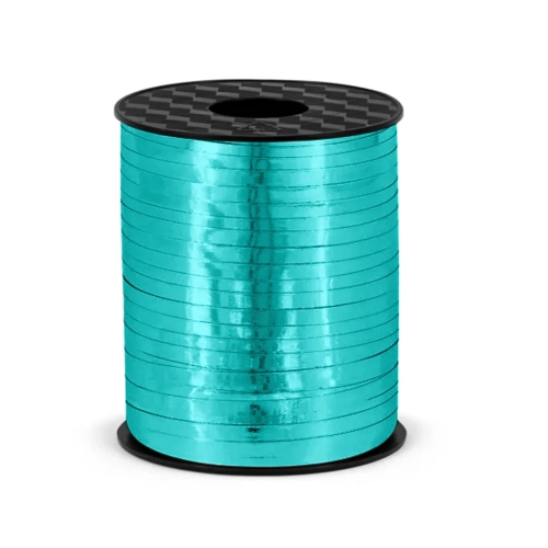 Panglică decorativă lucioasă din plastic, turcoaz, 458 m