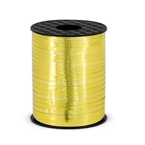 Fényes arany színű műanyag szalag lufikhoz és ajándékokhoz, 458 m