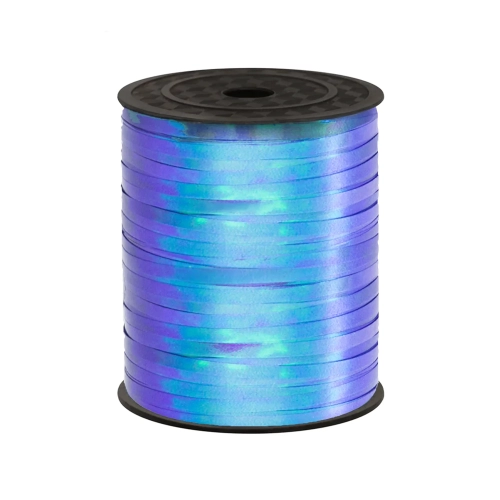 Kék, opálosan csillogó műanyag lufiszalag