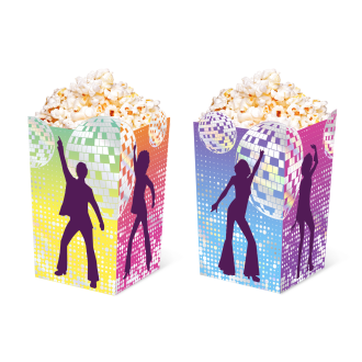 Retro Disco pattogatott kukorica doboz, 8,5×13,5 cm, 6 db/csomag