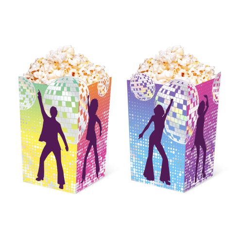 Retro Disco pattogatott kukorica doboz, 8,5×13,5 cm, 6 db/csomag Retro Disco pattogatott kukorica doboz, 8,5×13,5 cm, 6 db/csomag