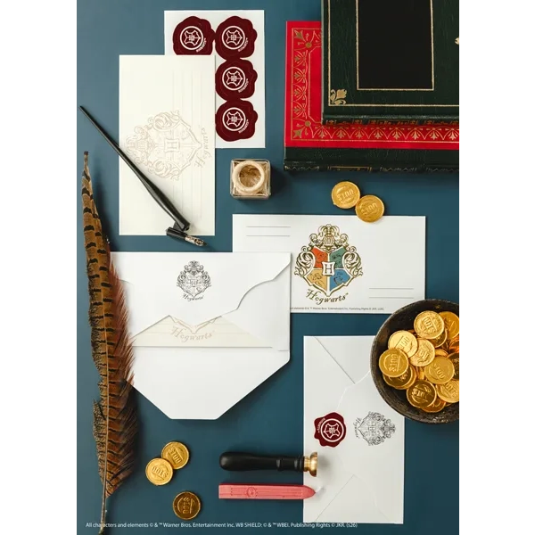 Invitații Harry Potter cu stema Hogwarts și plicuri, 18,5x9,5 cm, 6 buc.
