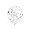 Átlátszó lufik ezüst konfettivel, 30 cm, 6 db