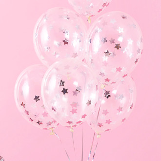 Prozorni baloni s srebrnimi zvezdami, 30 cm, 6 kos