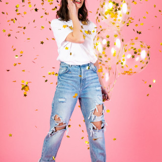 Prozorni baloni z zlatimi zvezdicami, 30 cm, 6 kosov