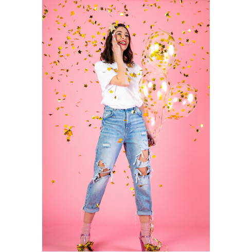 Prozorni baloni z zlatimi zvezdicami, 30 cm, 6 kosov