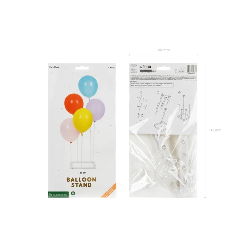 Suport transparent din plastic pentru baloane, cu bază modulară, 8 suporturi