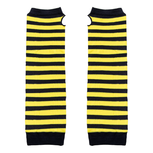 Črtaste brezprste rokavice v rumeno-črni barvi za zabavo