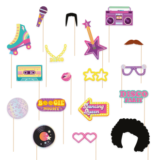 Rekviziti za retro disco fotografiranje, komplet 18 kos