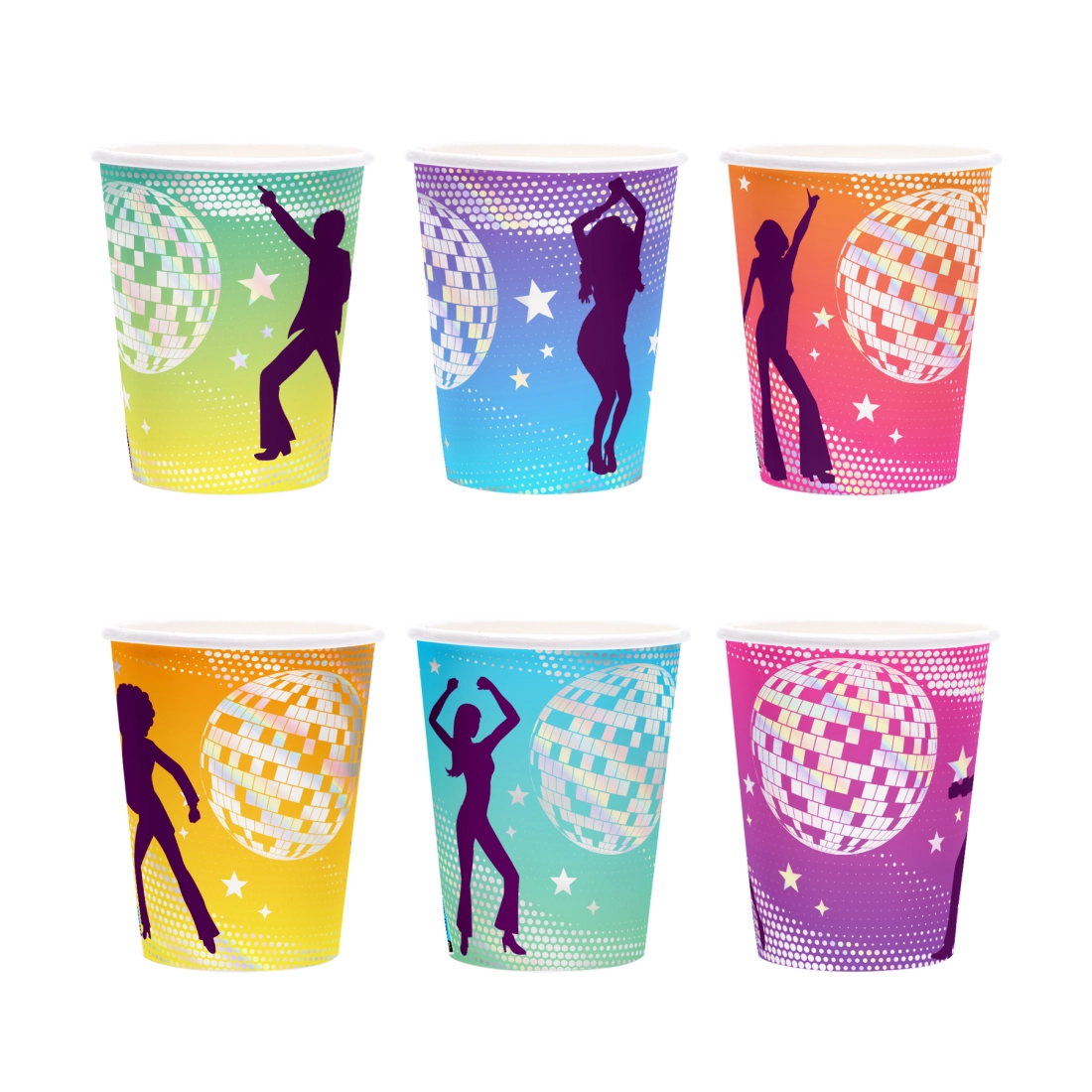 Retro diszkós poharak 220 ml, 6 darabos készlet