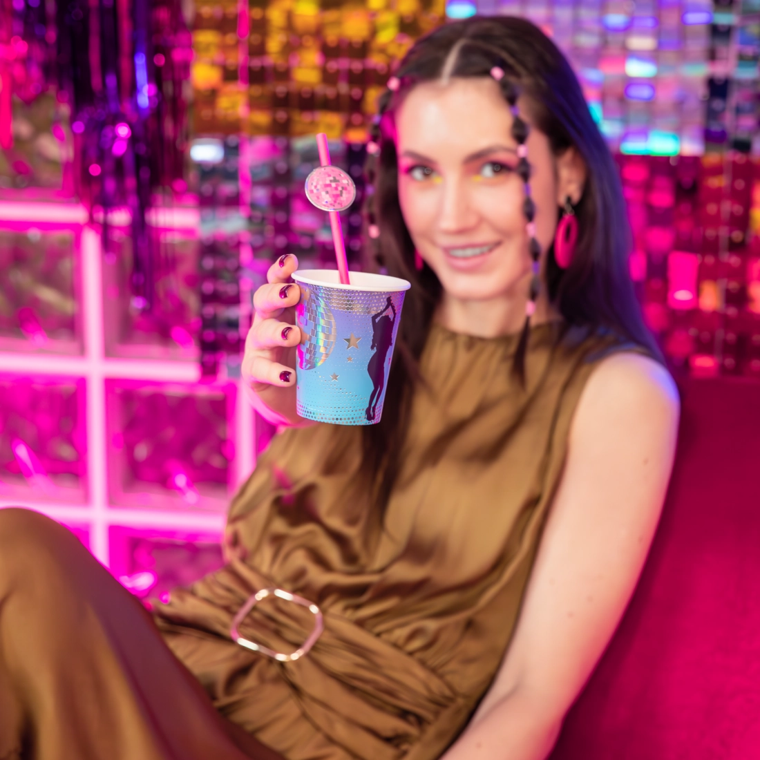 Retro diszkós poharak 220 ml, 6 darabos készlet