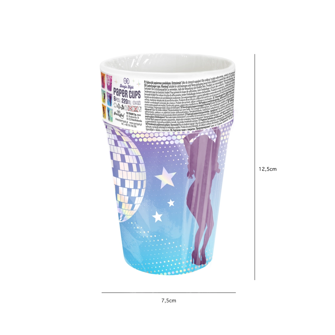 Retro diszkós poharak 220 ml, 6 darabos készlet
