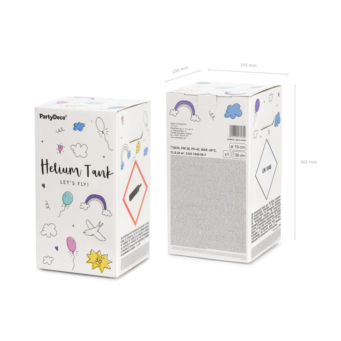 Butelie roz cu heliu pentru 30 de baloane, 0,20 m³ – pachet pentru petrecere