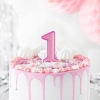 Lumânare roz aniversară cifră 1 cu contur – decorațiune pentru tort
