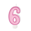 Lumânare roz pentru tort, cifra 6, cu contur – decorațiune pentru tort