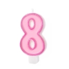 Lumânare roz pentru ziua de naștere, cifra 8, cu contur – decor pentru tort