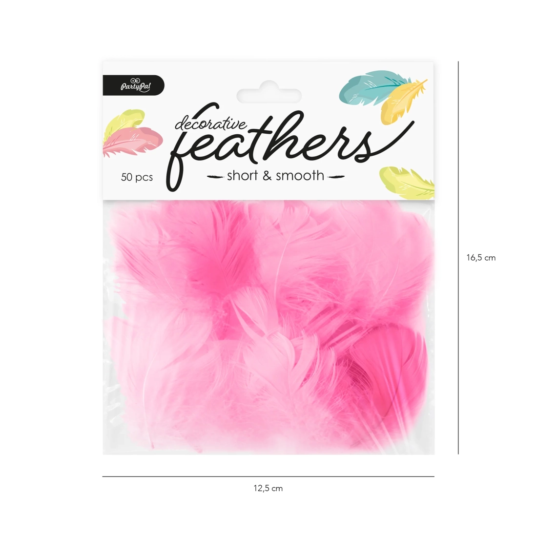 Confetti roz roz în formă de pene pentru decor, 50 bucăți (5–8 cm)