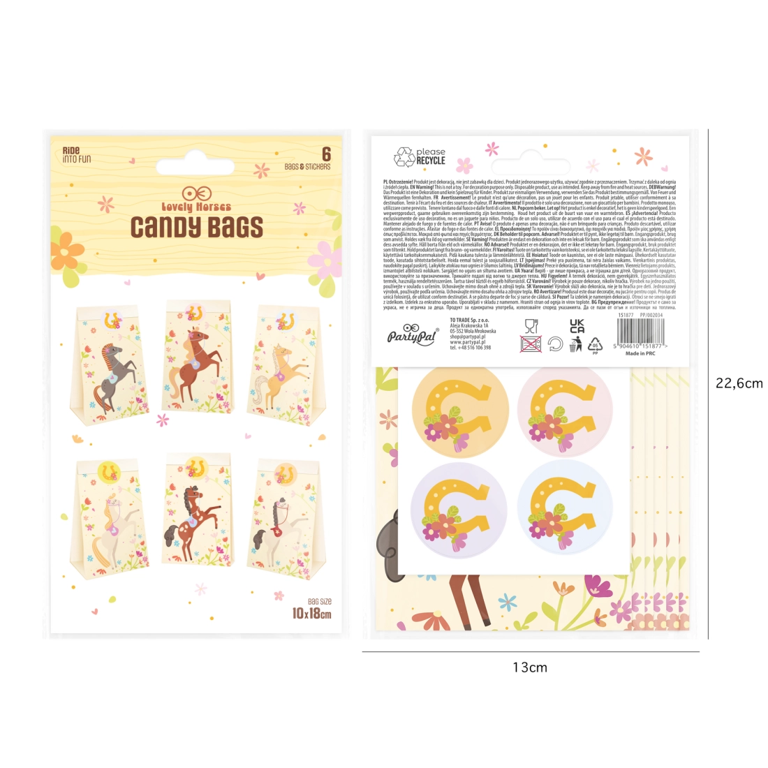 Lovas mintájú édességzsákok – 6 darabos csomag