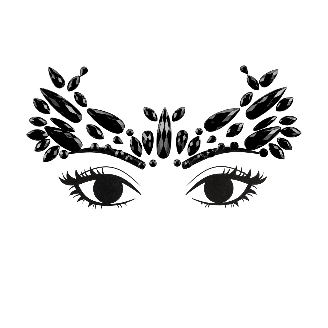 Pietre negre autocolante pentru față, 14,5x5,5 cm – decorațiune pentru festivaluri